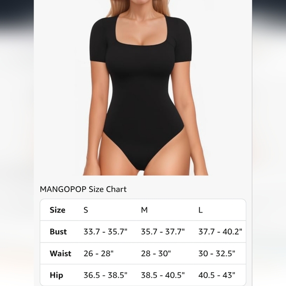 MANGOPOP  Short Sleeve Bodysuit Square Neck - Picture 3 of 3